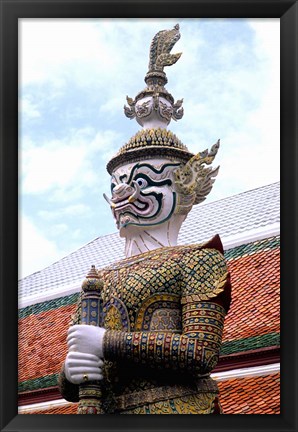 Framed Close-up of Statue at Emerald Palace in Grand Palace, Bangkok, Thailand Print