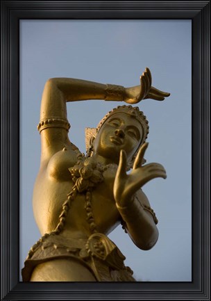 Framed Golden Deity Sculpture, Thailand Print