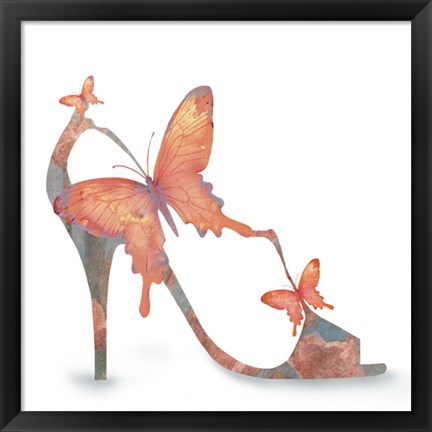 Framed Butterfly Shoe Swirl Print