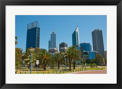 Framed Skyline of new buildings, Perth, Western Australia Print