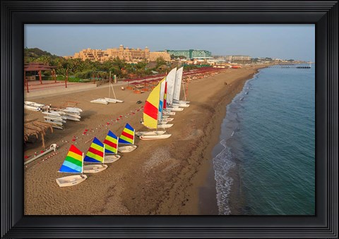 Framed Sailboats on the Beach, Belek, Antalya, Turkey Print