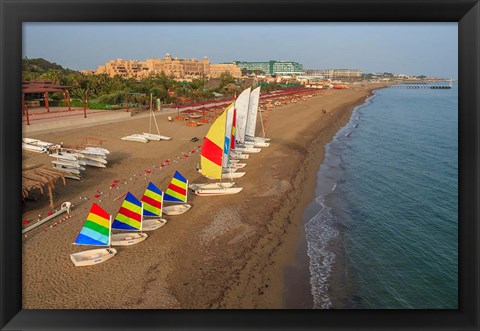 Framed Sailboats on the Beach, Belek, Antalya, Turkey Print