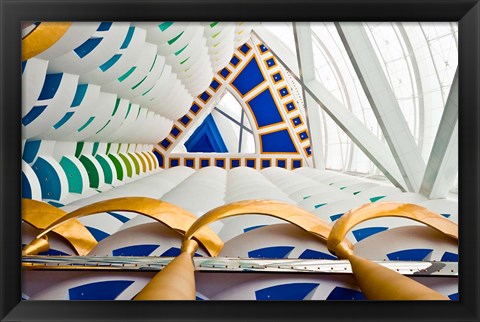 Framed Abstract of pillars at Burj Al Arab, Dubai, United Arab Emirates Print