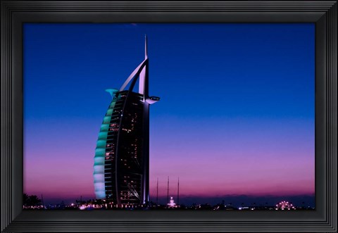 Framed Sunset at the Burj Al Arab, Dubai, United Arab Emirates Print