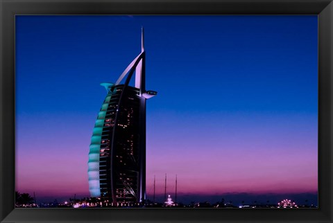 Framed Sunset at the Burj Al Arab, Dubai, United Arab Emirates Print