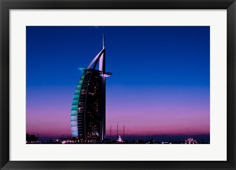 Framed Sunset at the Burj Al Arab, Dubai, United Arab Emirates Print