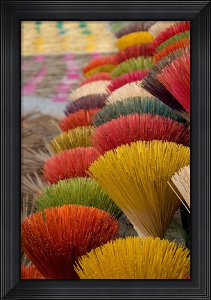 Framed Colorful handmade incense sticks, Da Nang, Vietnam Print