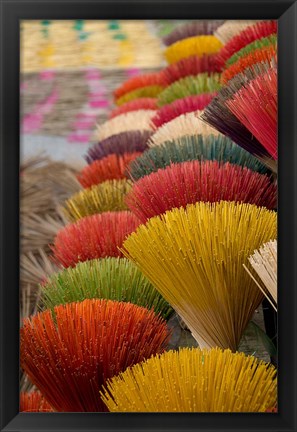 Framed Colorful handmade incense sticks, Da Nang, Vietnam Print