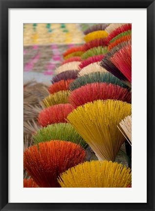 Framed Colorful handmade incense sticks, Da Nang, Vietnam Print