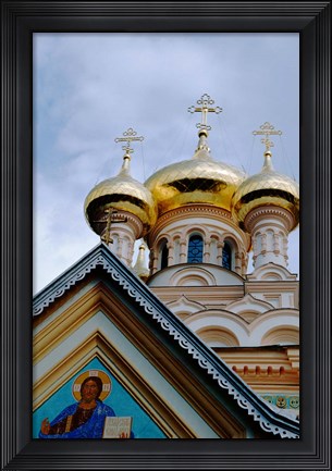 Framed Gold Onion Dome of Alexander Nevsky Cathedral, Russian Orthodox Church, Yalta, Ukraine Print