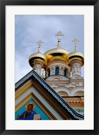 Framed Gold Onion Dome of Alexander Nevsky Cathedral, Russian Orthodox Church, Yalta, Ukraine Print