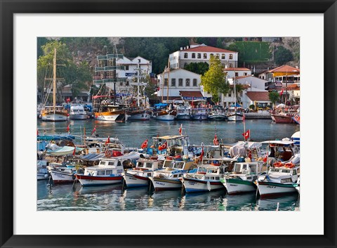 Framed Old Harbor and boats in reflection Antalya, Turkey Print