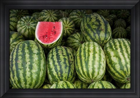 Framed UAE, Abu Dhabi Watermelon at the market Print