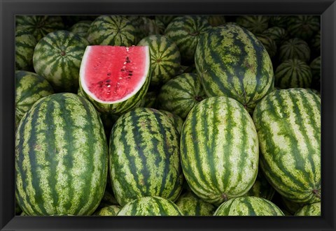 Framed UAE, Abu Dhabi Watermelon at the market Print