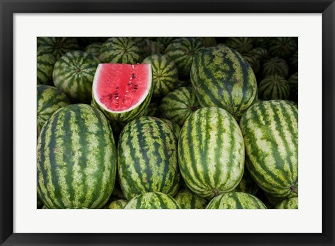 Framed UAE, Abu Dhabi Watermelon at the market Print