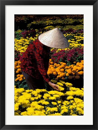 Framed Gardens with Woman in Straw Hat, Mekong Delta, Vietnam Print