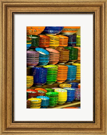 Framed Bowls and Plates on Display, For Sale at Vendors Booth, Spice Market, Istanbul, Turkey Print