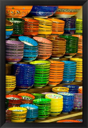 Framed Bowls and Plates on Display, For Sale at Vendors Booth, Spice Market, Istanbul, Turkey Print