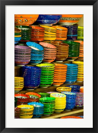 Framed Bowls and Plates on Display, For Sale at Vendors Booth, Spice Market, Istanbul, Turkey Print