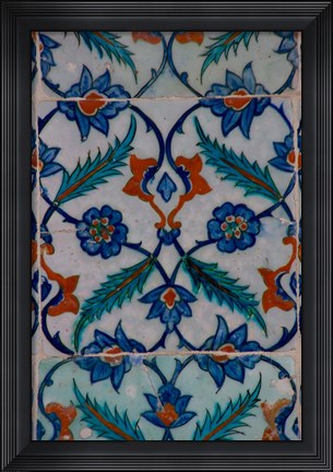Framed Colorful Tile Work in the Topkapi Palace, Istanbul, Turkey Print
