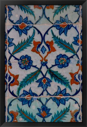 Framed Colorful Tile Work in the Topkapi Palace, Istanbul, Turkey Print