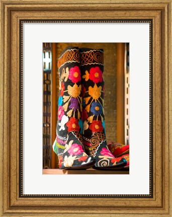Framed Display of Shoes For Sale at Vendors Booth, Spice Market, Istanbul, Turkey Print