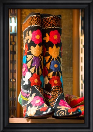 Framed Display of Shoes For Sale at Vendors Booth, Spice Market, Istanbul, Turkey Print