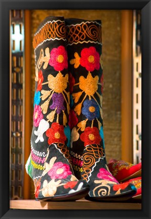 Framed Display of Shoes For Sale at Vendors Booth, Spice Market, Istanbul, Turkey Print