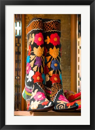 Framed Display of Shoes For Sale at Vendors Booth, Spice Market, Istanbul, Turkey Print