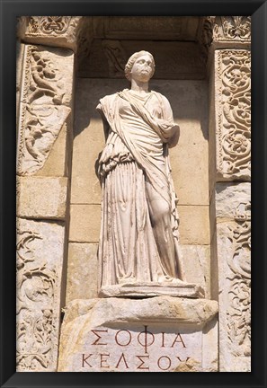 Framed Statue in Historical Wall at Ruins of Ephesus, Turkey Print