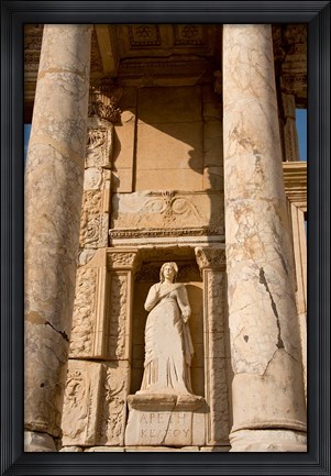 Framed Turkey, Kusadasi, Ephesus, Celsus Library statue detail Print