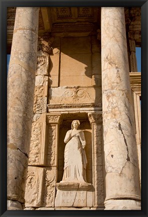 Framed Turkey, Kusadasi, Ephesus, Celsus Library statue detail Print