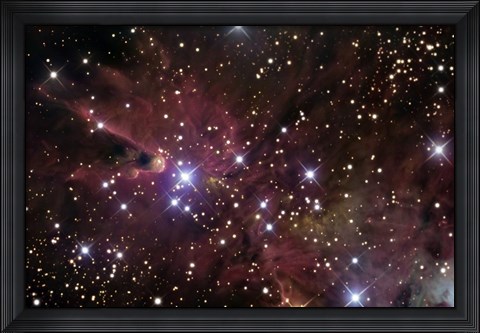 Framed Cone Nebula and Christmas Tree Cluster Print