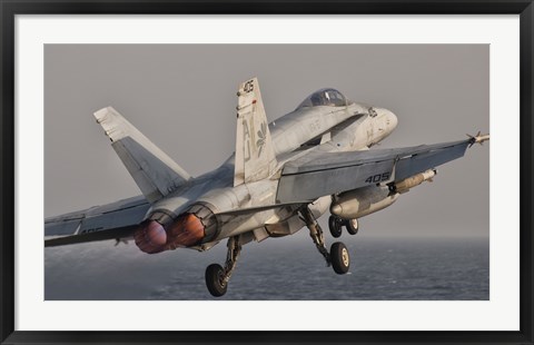 Framed F/A-18C Hornet Taking Off from USS George HW Bush Print