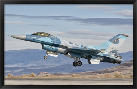 Framed F-16A Fighting Falcon, US Navy TOPGUN Naval Fighter Weapons School Print