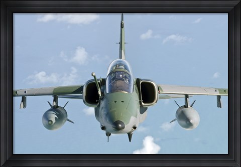 Framed Brazilian Air Force Embraer A-1B soars through the sky over Brazil Print