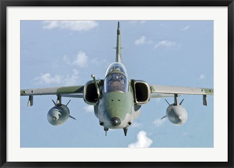 Framed Brazilian Air Force Embraer A-1B soars through the sky over Brazil Print