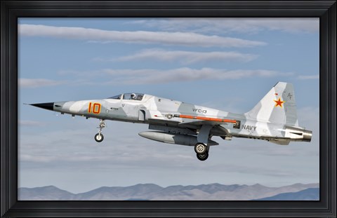 Framed Side view of a F-5N Freedom Fighter aircraft Print