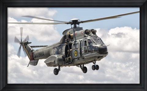 Framed Eurocopter AS332 Super Puma Helicopter of the Brazilian Navy Print