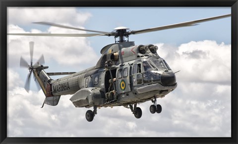 Framed Eurocopter AS332 Super Puma Helicopter of the Brazilian Navy Print