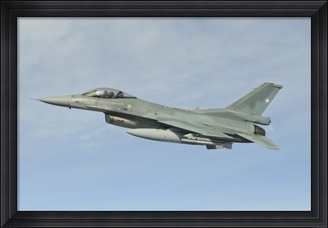 Framed Chilean Air Force F-16 soars through the sky over Brazil Print