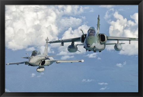 Framed Dassault Rafale of the French Air Force and an Embraer A-1B of the Brazilian Air Force Print