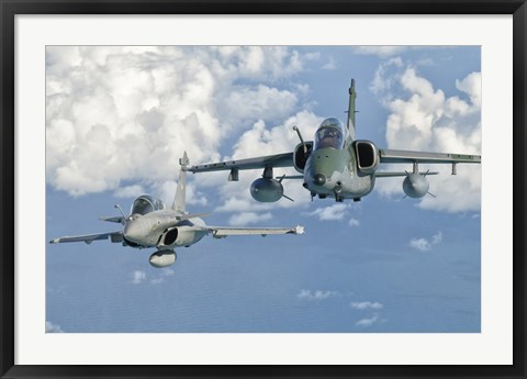 Framed Dassault Rafale of the French Air Force and an Embraer A-1B of the Brazilian Air Force Print