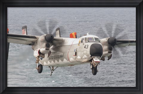 Framed C-2A GreyhoundP repares for Landing Aboard the USS George HW Bush Print