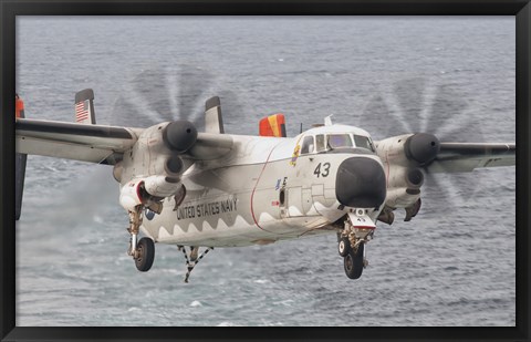 Framed C-2A GreyhoundP repares for Landing Aboard the USS George HW Bush Print
