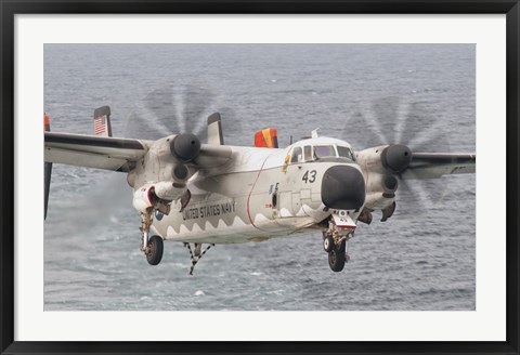 Framed C-2A GreyhoundP repares for Landing Aboard the USS George HW Bush Print