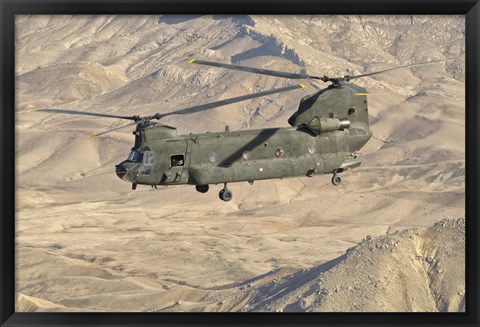 Framed Italian Army CH-47C Chinook Helicopter Over Afghanistan Print