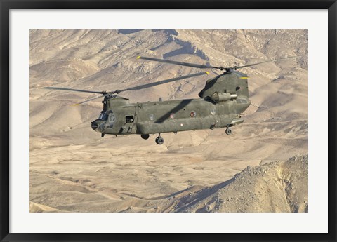 Framed Italian Army CH-47C Chinook Helicopter Over Afghanistan Print