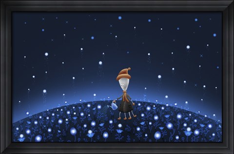 Framed Martian Watering a Starfield Print
