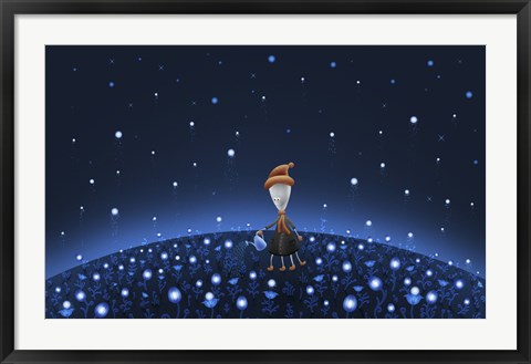 Framed Martian Watering a Starfield Print